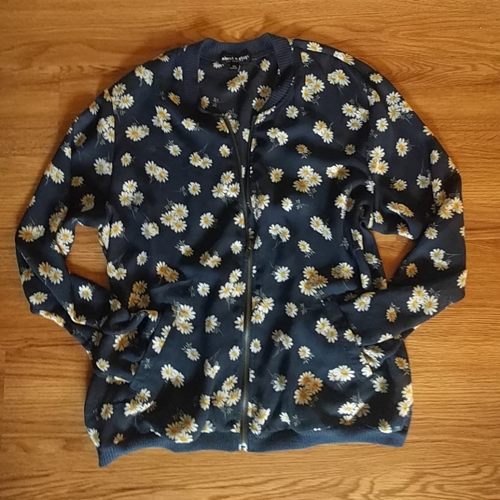 Daisy Chiffon Bomber Jacket